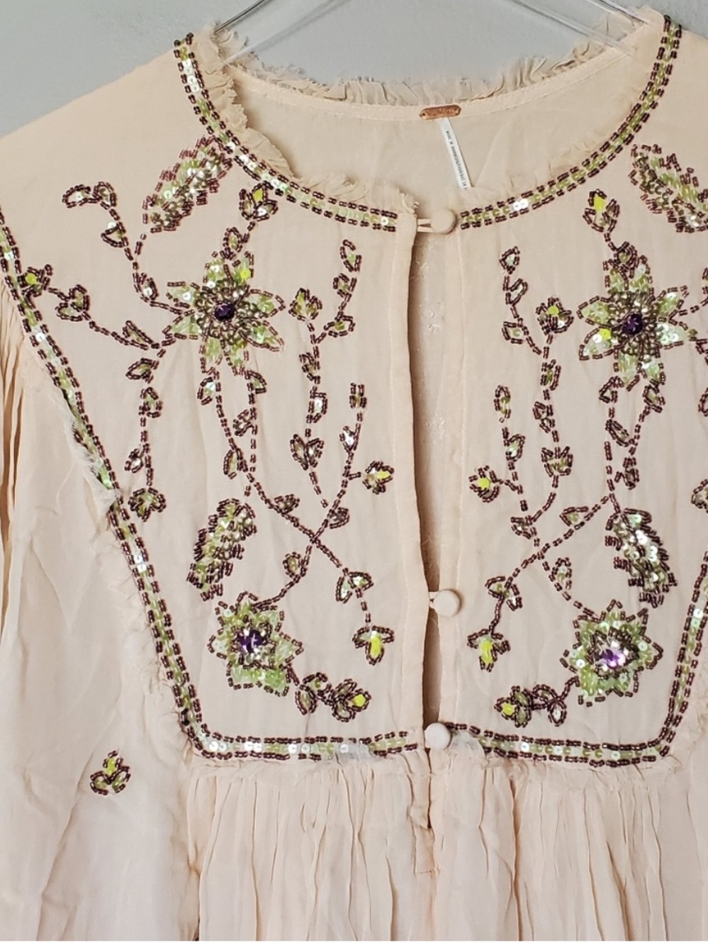 Free People Bali Golden Sun Dress - Blush Pink Mini Dress (Rosemoon) - Picture 4 of 8
